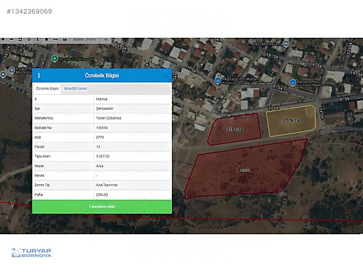 Manisa Şehzadeler 3.278 m² Konut Projeli Arsa