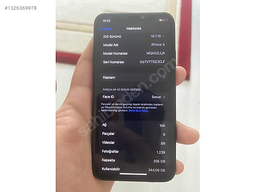 Apple / iPhone X / İphone X pil 100 TR 256 GB sahibinden.comda