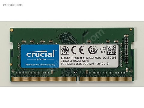 CRUCIAL 8GB DDR4 2666MHZ CL19 SODIMM NOTEBOOK RAM BELLEK