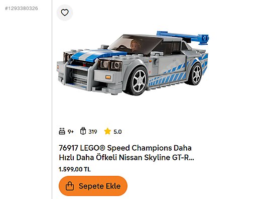 76917 LEGO Speed Champions Daha Hızlı Daha Öfkeli Nissan Skylin on
