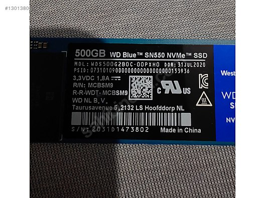 wd blue sn550 500gb m2 nvme ssd sahibinden.comda - 1301380691