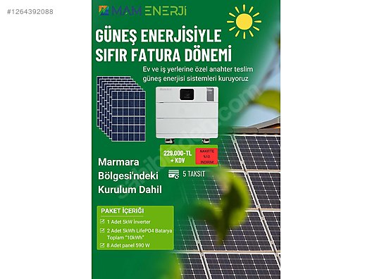 Güneş Enerjisi Sistemi - SIFIR elektrik fatura sistemi Off grid sistem kurulum dahil