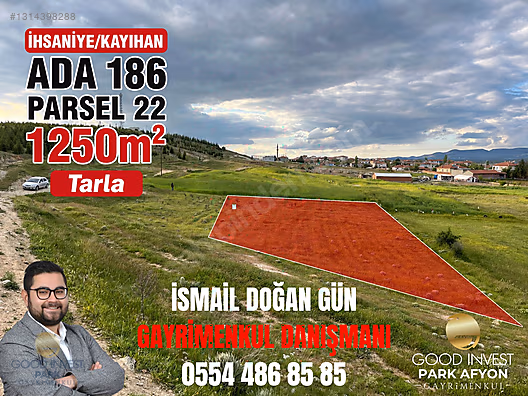 AFYON İHSANİYE KAYIHANDA SATILIK 1250m² Prim Değeri yüksek TARLA