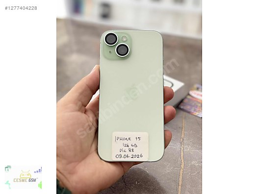 Resim Apple iPhone 15 İkinci El TR | 128 GB | Yeşil İkinci El IPHONE 15 YEŞİL 128 GB 09.06.2026 GARANTİ PİL 88 ÇEŞME GSM