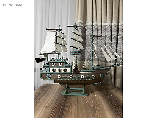 ゴンドラオブジェ 90x70 cm El Yapımı Korsan Gemisi Maketi - Ahşap Deniz Aracı Maket