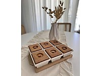 6'lı Kapaklı Tepsili Ahşap Kahvaltılık