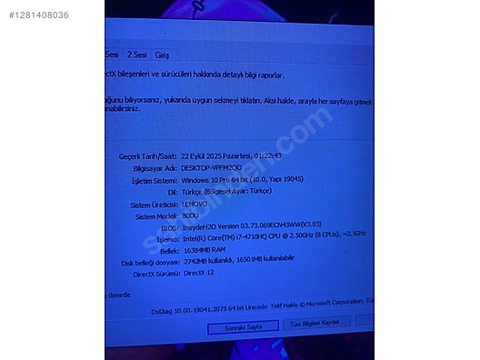 Intel Core i7 Lenovo Oyuncu Laptop