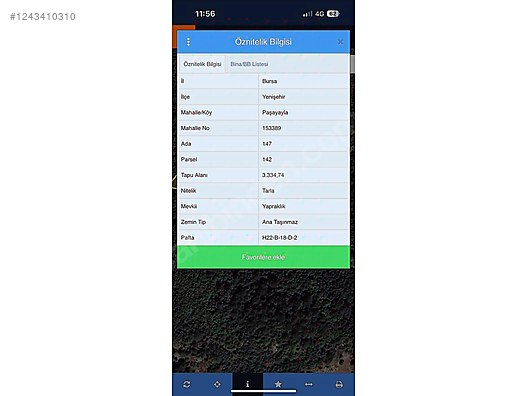 Yenişehir paşayaylada satılık tarla