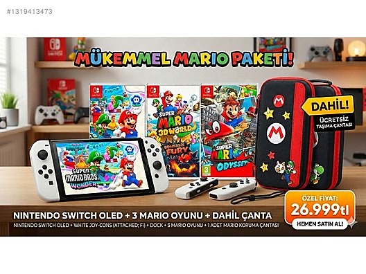 Nintendo Switch Oled(Çipsiz Orjinal) yanında 3 oyun on sahibinden