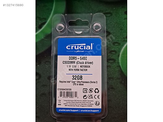 CRUCIAL 32GB 6400MHZ CL52 CT32G64C52CS5 DDR5 NOTEBOOK RAM