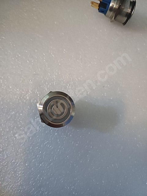 22mm Metal Mavi Ledli yaylı Buton 12V-24V