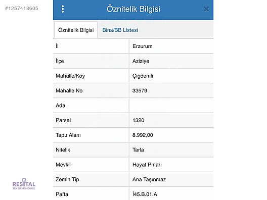 ERZURUM AZİZİYE ÇİĞDEMLİ'de 8.992m² TEK TAPU YOLA SIFIR ARAZİ