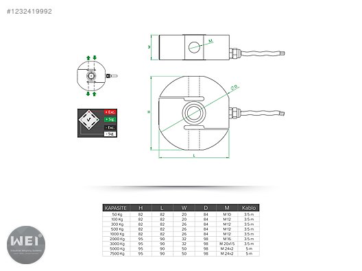 İkinci El ve Sıfır Alışveriş / Teknik Elektronik / Test & Ölçüm Cihazı / Yük Hücresi (Load Cell)
