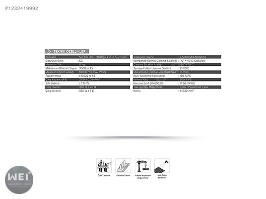 İkinci El ve Sıfır Alışveriş / Teknik Elektronik / Test & Ölçüm Cihazı / Yük Hücresi (Load Cell)
