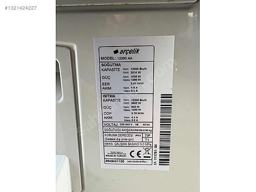 12000 btu İnverter R410 gazlı sahibinden.comda - 1321424227