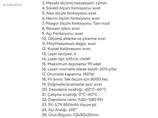 İkinci El ve Sıfır Alışveriş / Teknik Elektronik / Test & Ölçüm Cihazı / Mesafe Ölçer