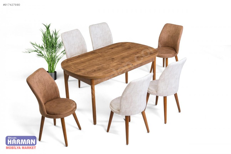 Harman Masa Takımı Salon 6 Kişilik Açılır Kelebek MDF Masa Harman Masa Takımı Salon 6 Kişilik Açılır Kelebek MDF Masa