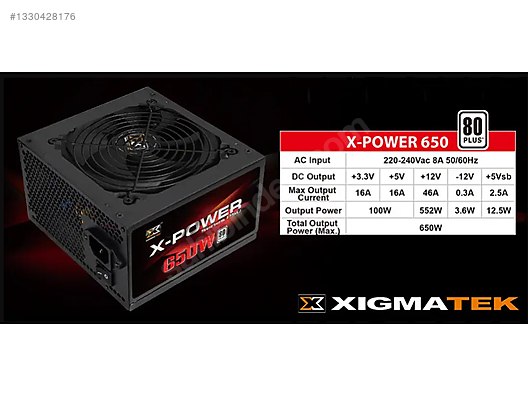 Xigmatek X-Power 650 W 80 PLUS Power Supply sahibinden.comda