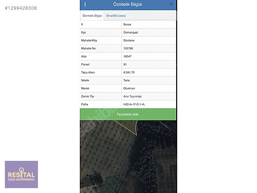 DÜRDANE OLUKMANDA SATILIK TARLA