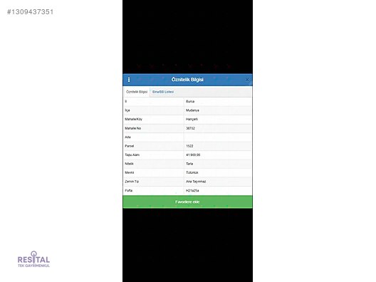 BURSA MUDANYA HANÇERLİDE 41.900 M² GENİŞ TARLA FIRSATI!!