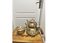 Avşar Emaye Porselen Demlikli Çaydanlık Takımı