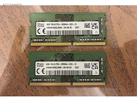 SK HYNİX DDR4 3200 mhz 8GB 2 ADET LAPTOP RAM sahibinden.comda