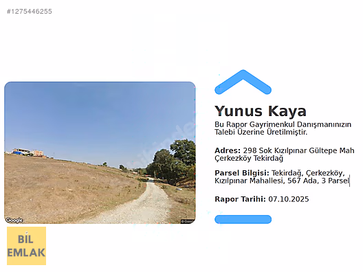 Acilllll.Tekirdağ, Çerkezköy, Kızılpınar Mah 567 Ada, 3 Parsel