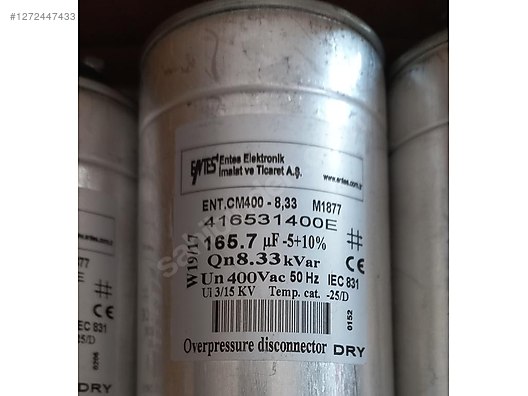 ENTES CM-400-8,33kvAR/CF400-4,17kvAR MONOFAZE KONDANSATÖR SIFIR - Regülatör ve Yapı Malzemeleri sahibinden.com'da