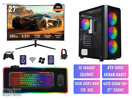 Toplama / INTEL DDR5 FULL SET | İ5 14400F 16GB 1TB SSD RTX 5060 27