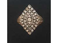 Antika Elmas Kubbeli Mekik Yüzük