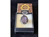 MOR PARABİA TAŞLI GÜMÜŞ ERKEK YÜZÜK