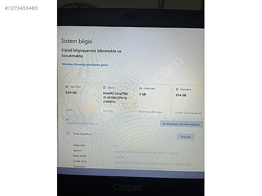 İkinci El ve Sıfır Alışveriş / Bilgisayar / Dizüstü (Notebook) / Laptop / Casper