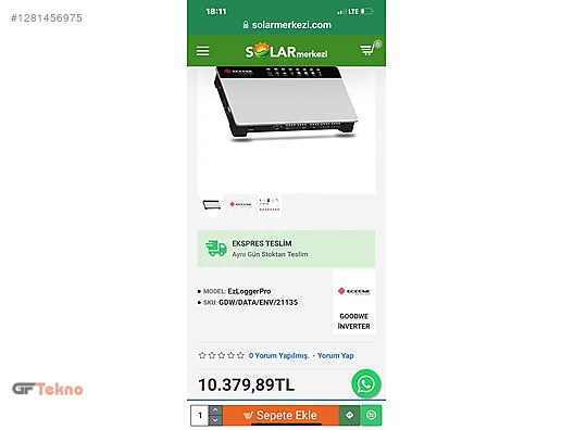 Güneş Enerjisi Sistemi - Goodwe EzLogger Pro Inverter Veri İzleme Sistemi