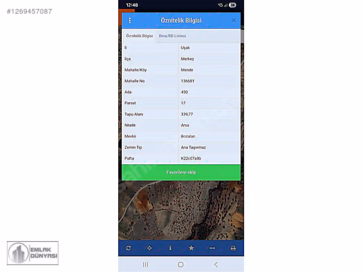 EMLAK DÜNYASINDAN KASBELEN MEVKİ GÖL MANZARALI SATILIK ARSA #1269457087