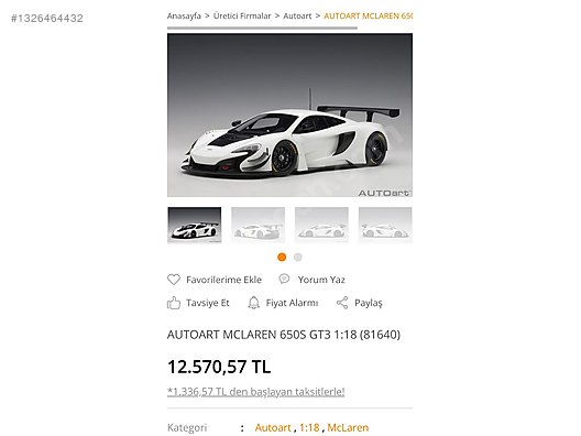 Autoart Diecast Model 1:18 McLaren Araba - 1326464432