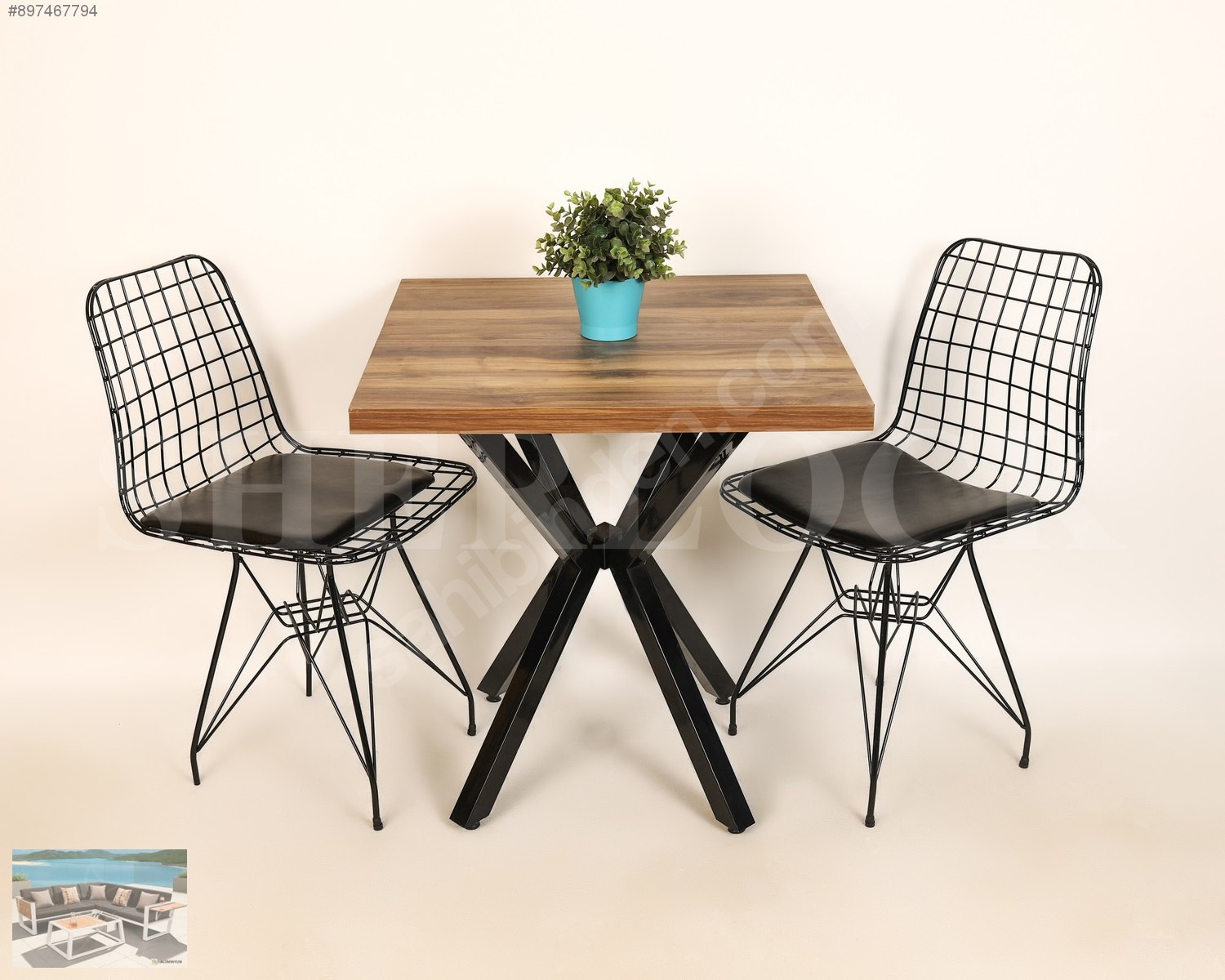 MASA SANDALYE TAKIMI AHTAPOT AYAKLI 2 SANDALYELİ SET CAFE