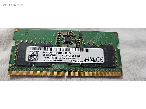 2x MICRON 8GB DDR5 4800 MHz SODIMM on sahibinden.com - 1341468479