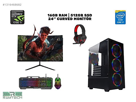 Toplama / İ7 4790 Gtx 1050ti | 16GB Ram 512GB SSD 24'' Curved Full