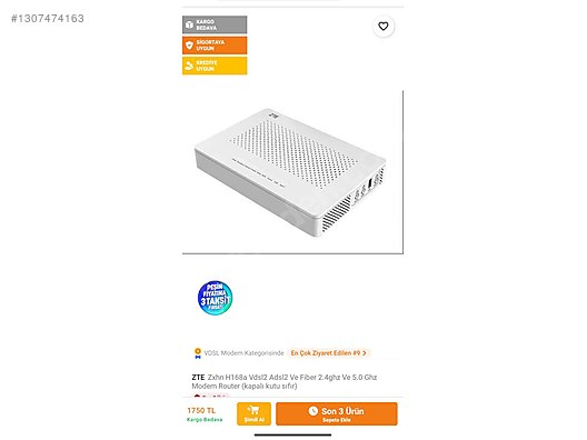 ZTE Zxhn H168a modem on sahibinden.com - 1307474163