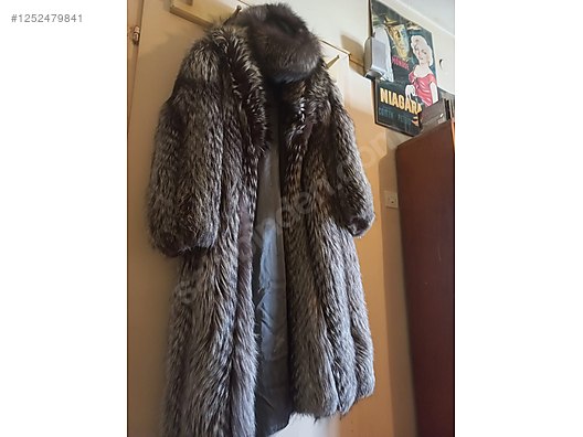 Vintage Orijinal SAGA Silver Fox Finlandiya Malı Uzun Kürk Kaban