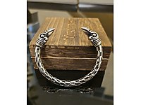 316L Paslanmaz Çelik Viking Kuzgun Başlı Örgü Model Bileklik