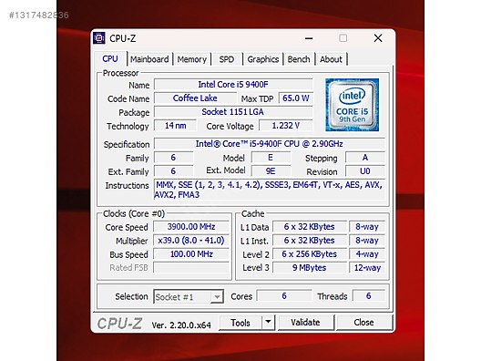 i5 9400F 2.90 GHz UP 4.10GHz LGA1151 İŞLEMCİ | TERTEMİZ! | ACİL