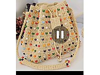 boncuklu hasır çanta
