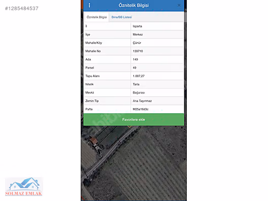 ÇÜNÜRDE 1007 m2 TARLA #1285484537