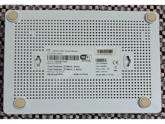 ZTE ZXHN H168A 4 Port 1200 Mbps 5GHz VDSL2 Modem on sahibinden.com