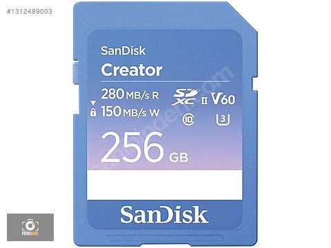 Sandisk 256GB Creator SDXC UHS-II 280 mbs V60 SD Hafıza Kartı
