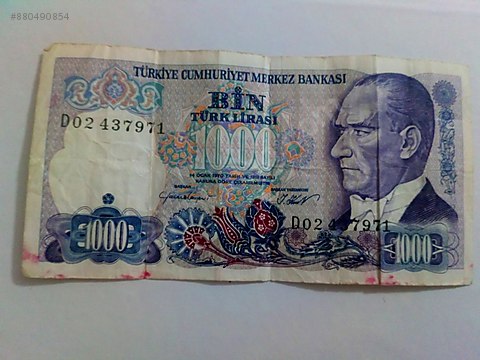 cok temiz eski para 1000 tl koleksiyonluk yerli kagit paralar sahibinden com da 880490854