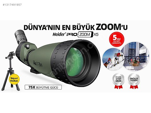 Heider ProZoom X5 Profesyonel Kara Teleskobu 25-75x Zoom