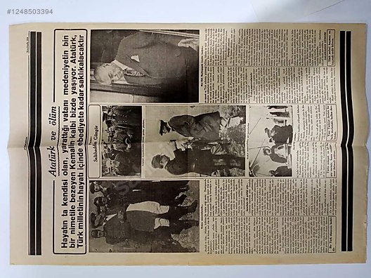 1938 10 kasım tarihli orjinal Cumhuriyet Gazetesi on sahibinden