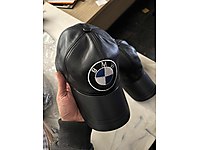 Bmw logolu deri şapka